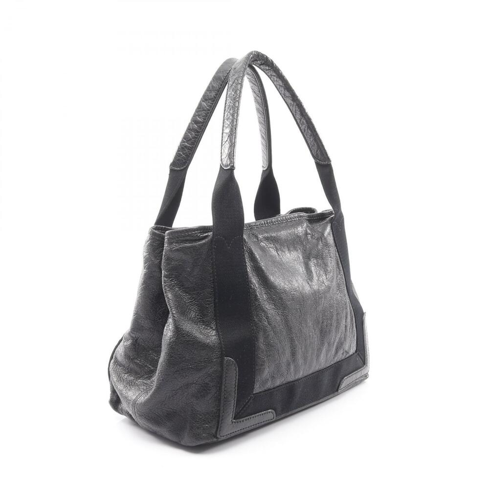 Balenciaga Bag Black Navy Leather CABAS Tote Blue Black Blue